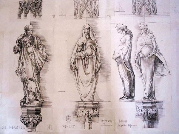 Ac Entwurfszeichnungen St. Martin  St. Heriburg  St. Maria