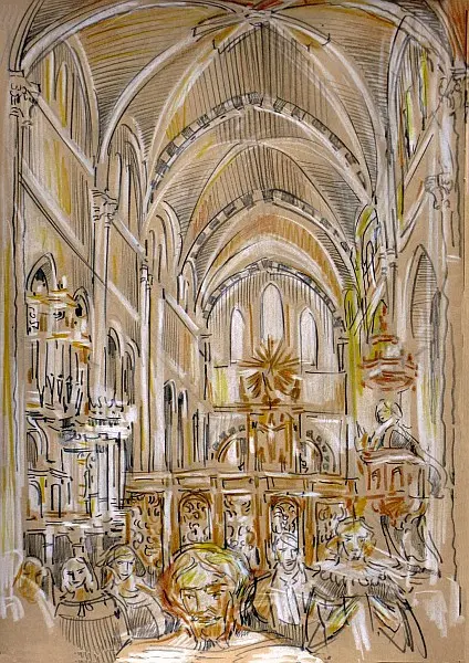 Klosterkirche Riddagshausen innen   mit Jesus vorn