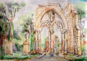 Riddagshausen Klosterkirche als Ruine mit Westportal