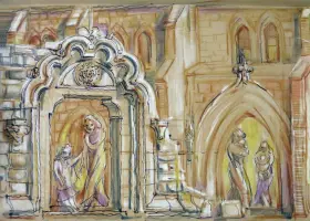 Klosterkirche Riddagshausen Südtore mit Müttern und Kleinkindern